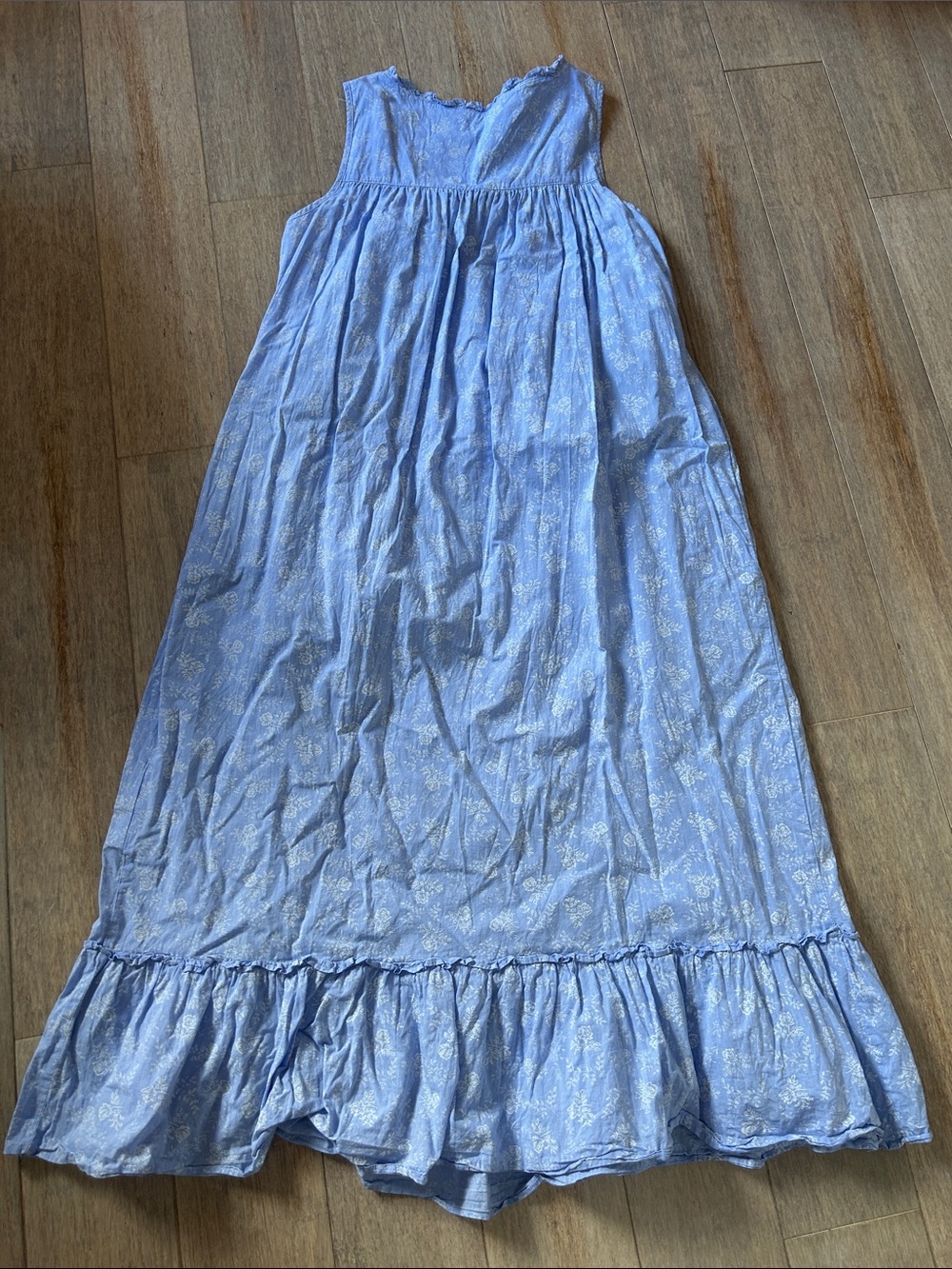 Eileen West Light Blue Floral Sleeveless Maxi Nightgown - Picture 8 of 13